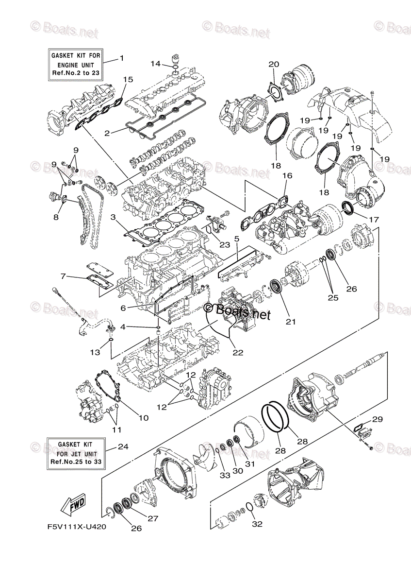 Yamaha Boats 2022 OEM Parts Diagram for Repair Kit 1 | Boats.net