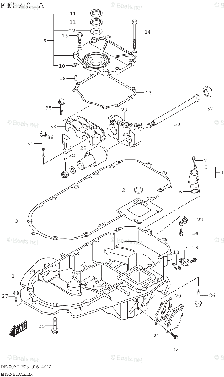 Suzuki Outboard 2016 OEM Parts Diagram for ENGINE HOLDER | Boats.net