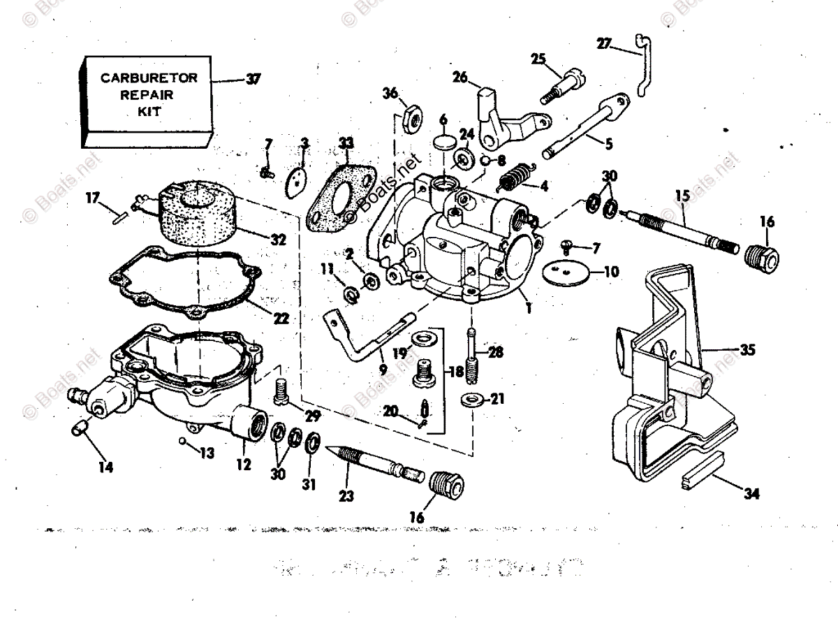 Johnson Outboard 1976 OEM Parts Diagram for CARBURETOR