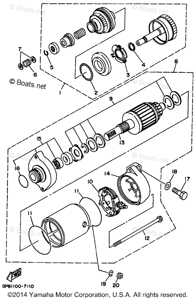 Yamaha Boats 2005 OEM Parts Diagram for STARTING MOTOR