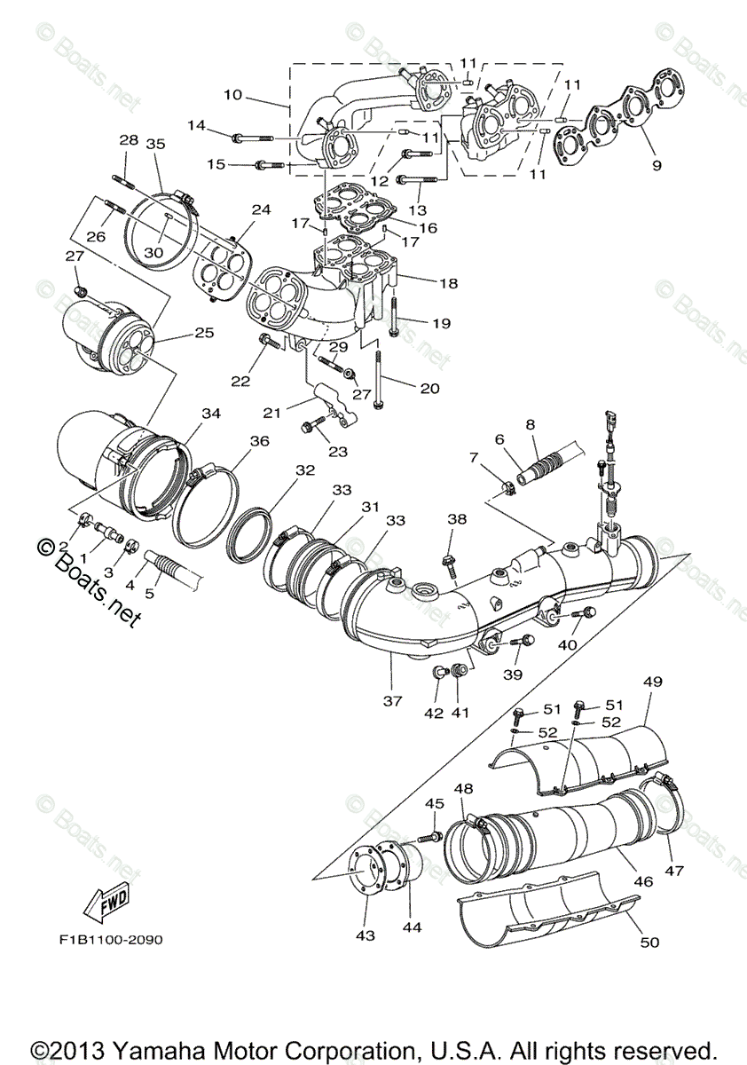 Yamaha Waverunner Parts 2003 OEM Parts Diagram for Exhaust 1
