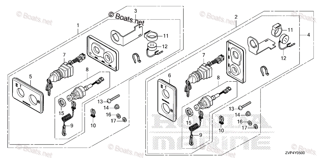 Honda Outboard 2007 And Later OEM Parts Diagram for SWITCH