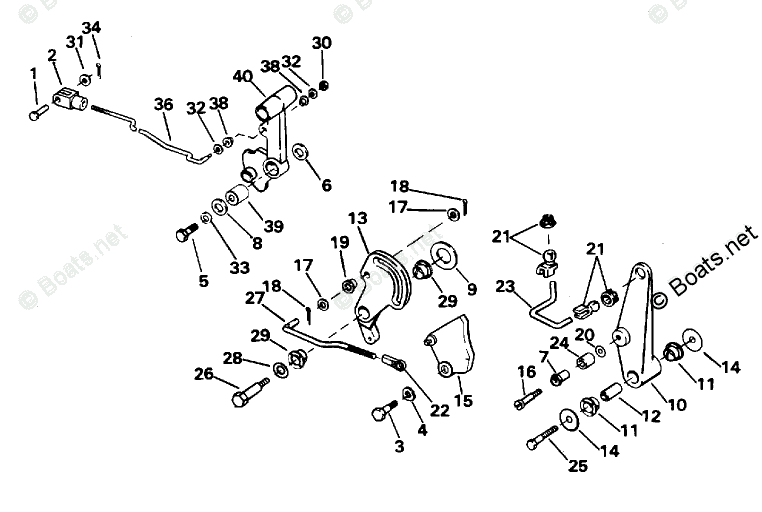 Evinrude Outboard 65HP OEM Parts Diagram For Shift Throttle Linkage