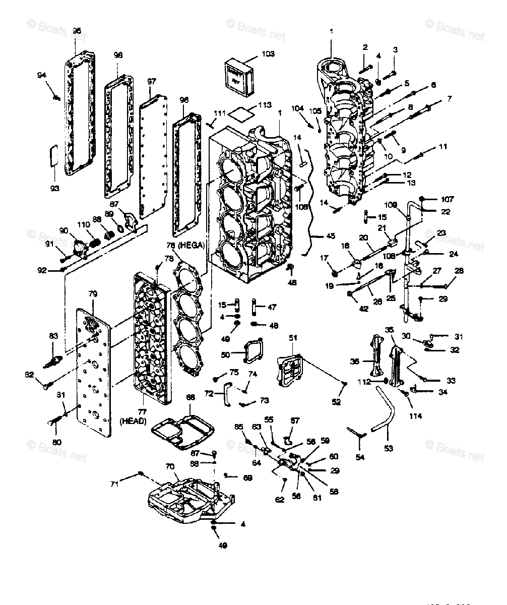 Force Outboard 1989 OEM Parts Diagram for Power Head