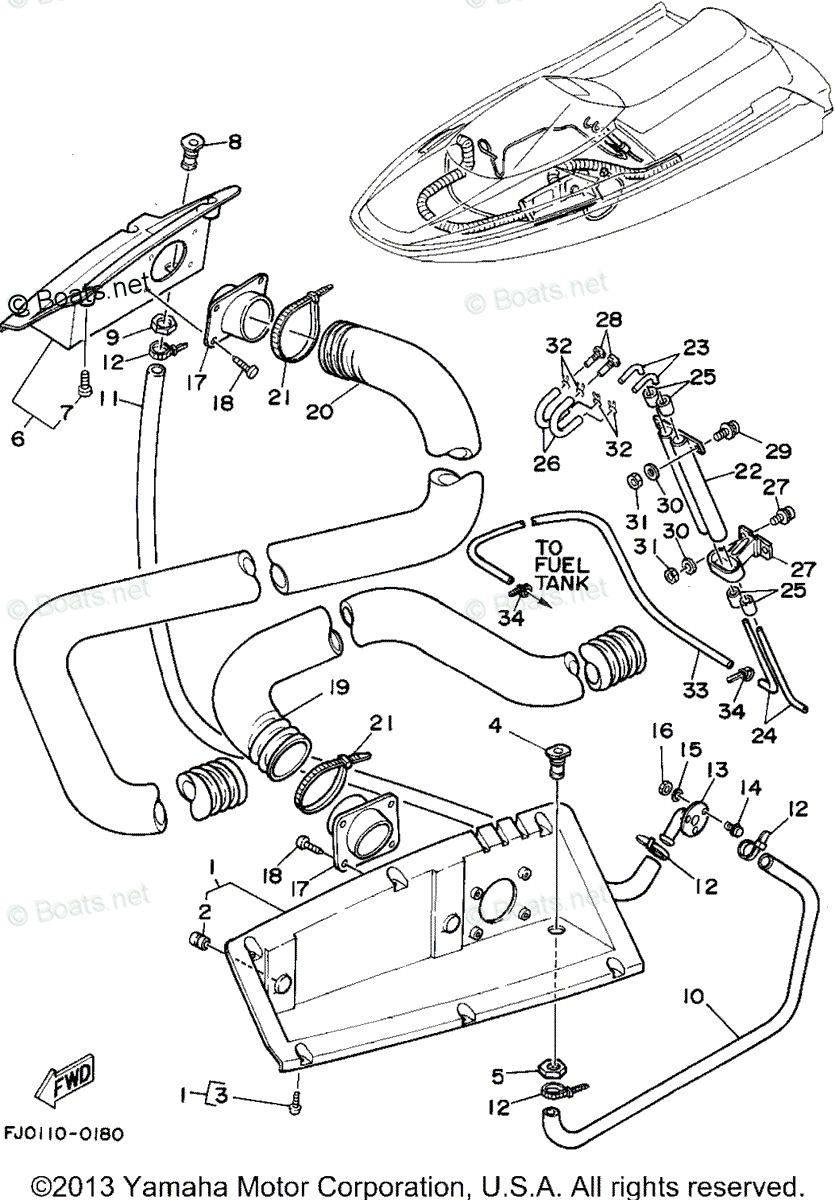 Yamaha Waverunner 1990 OEM Parts Diagram For Ventilation | Boats.net