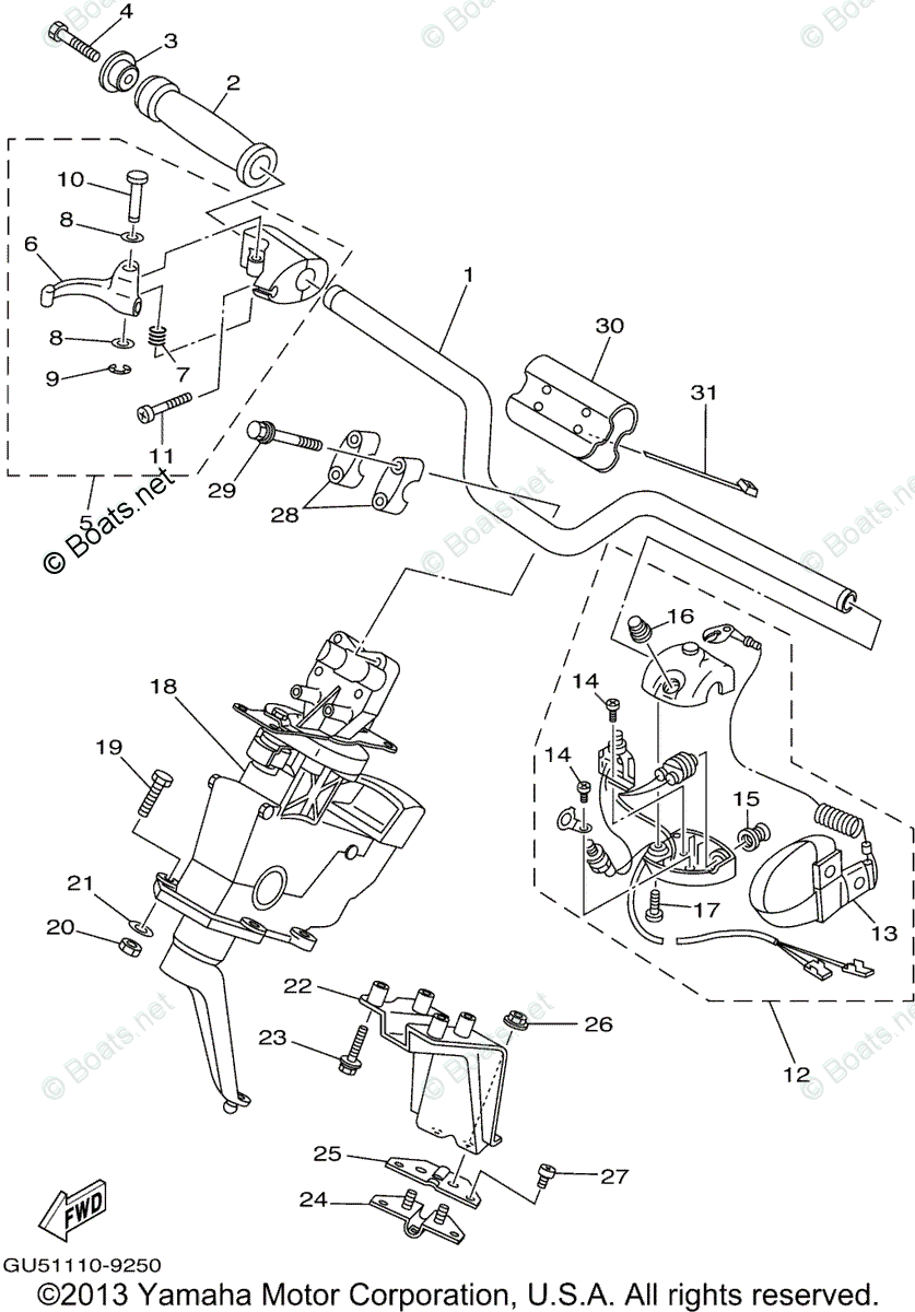 Yamaha Waverunner 2001 OEM Parts Diagram for Steering 1