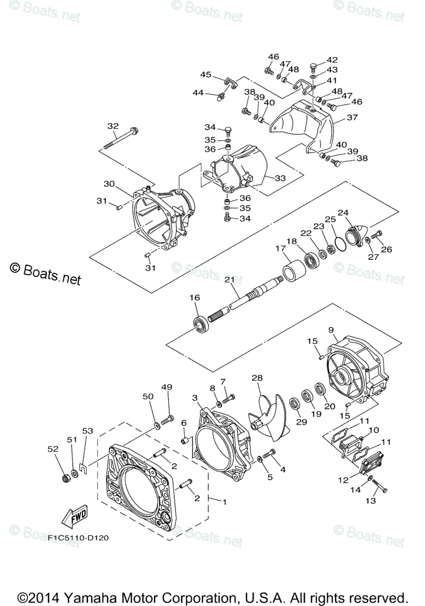 Yamaha Boats 2005 OEM Parts Diagram for Jet Unit 1