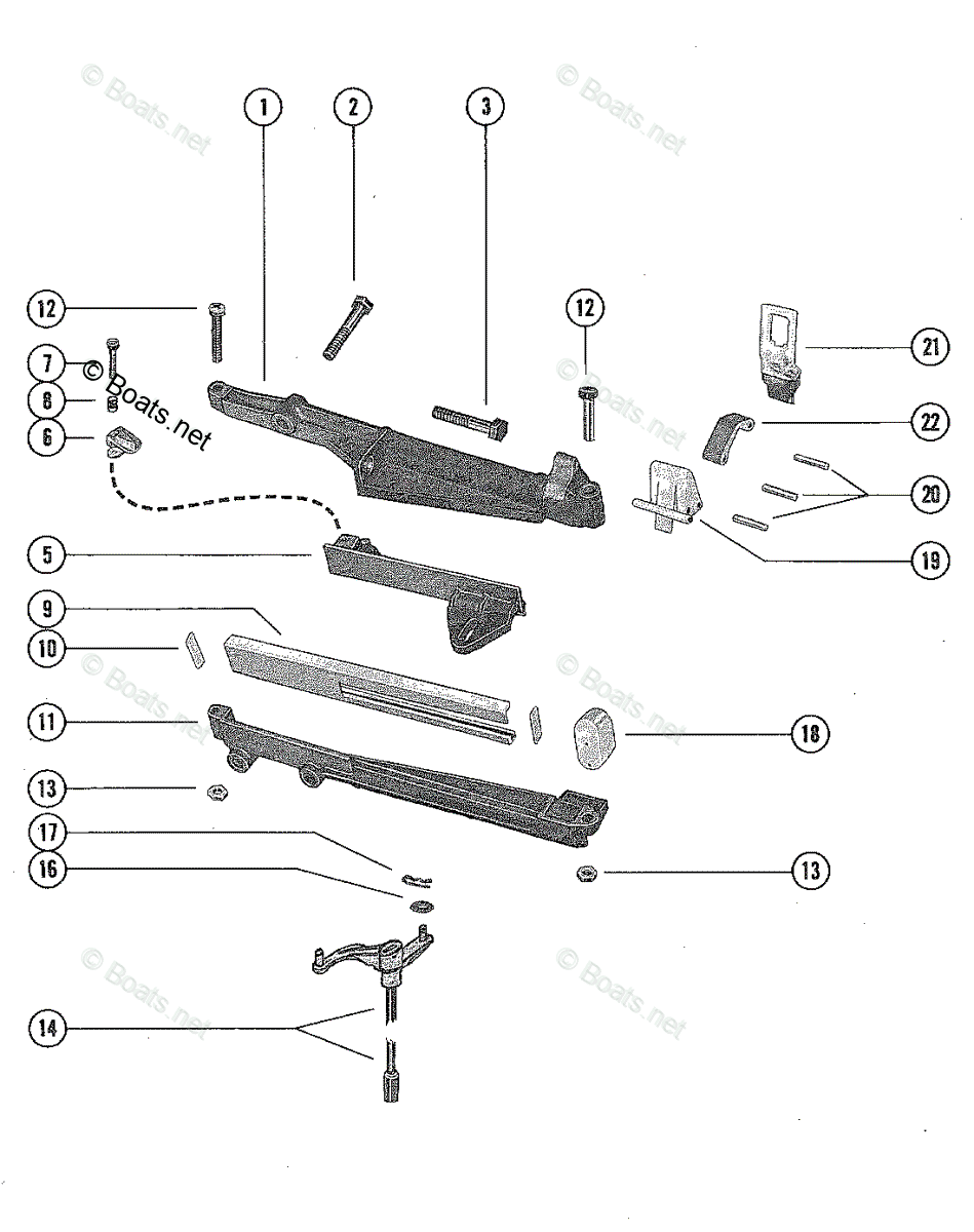 Mercury Outboard 40HP OEM Parts Diagram for Shift Control Linkage
