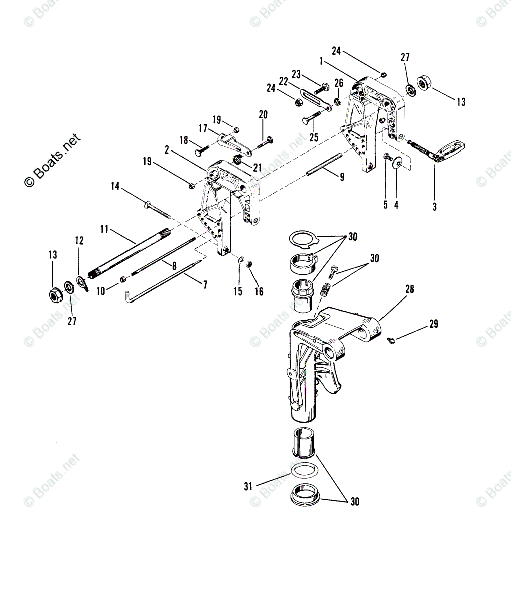 Mercury Outboard 25HP OEM Parts Diagram for CLAMP BRACKET - SWIVEL ...