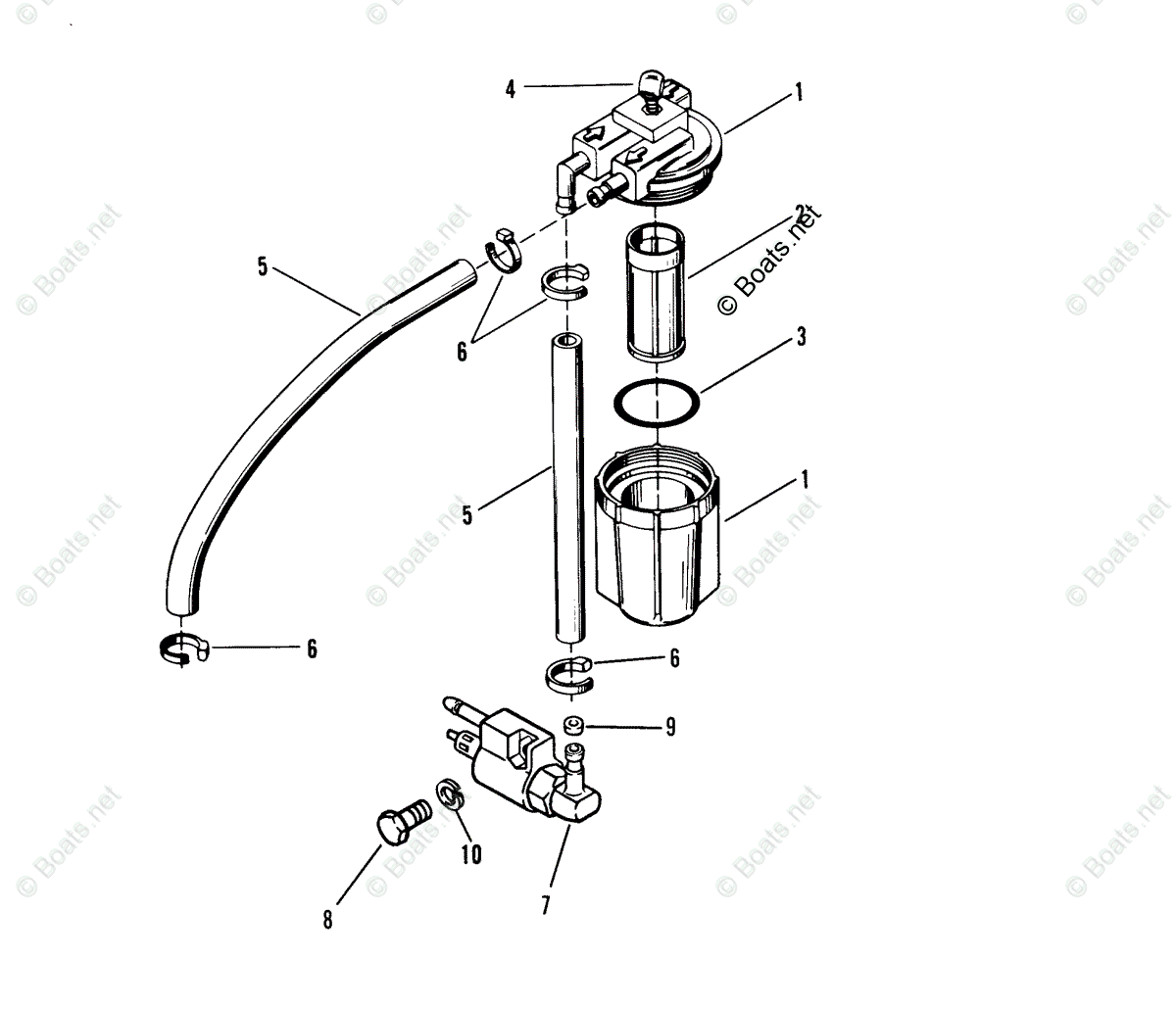 Mariner Outboard 1988 OEM Parts Diagram for Fuel Filter Assembly