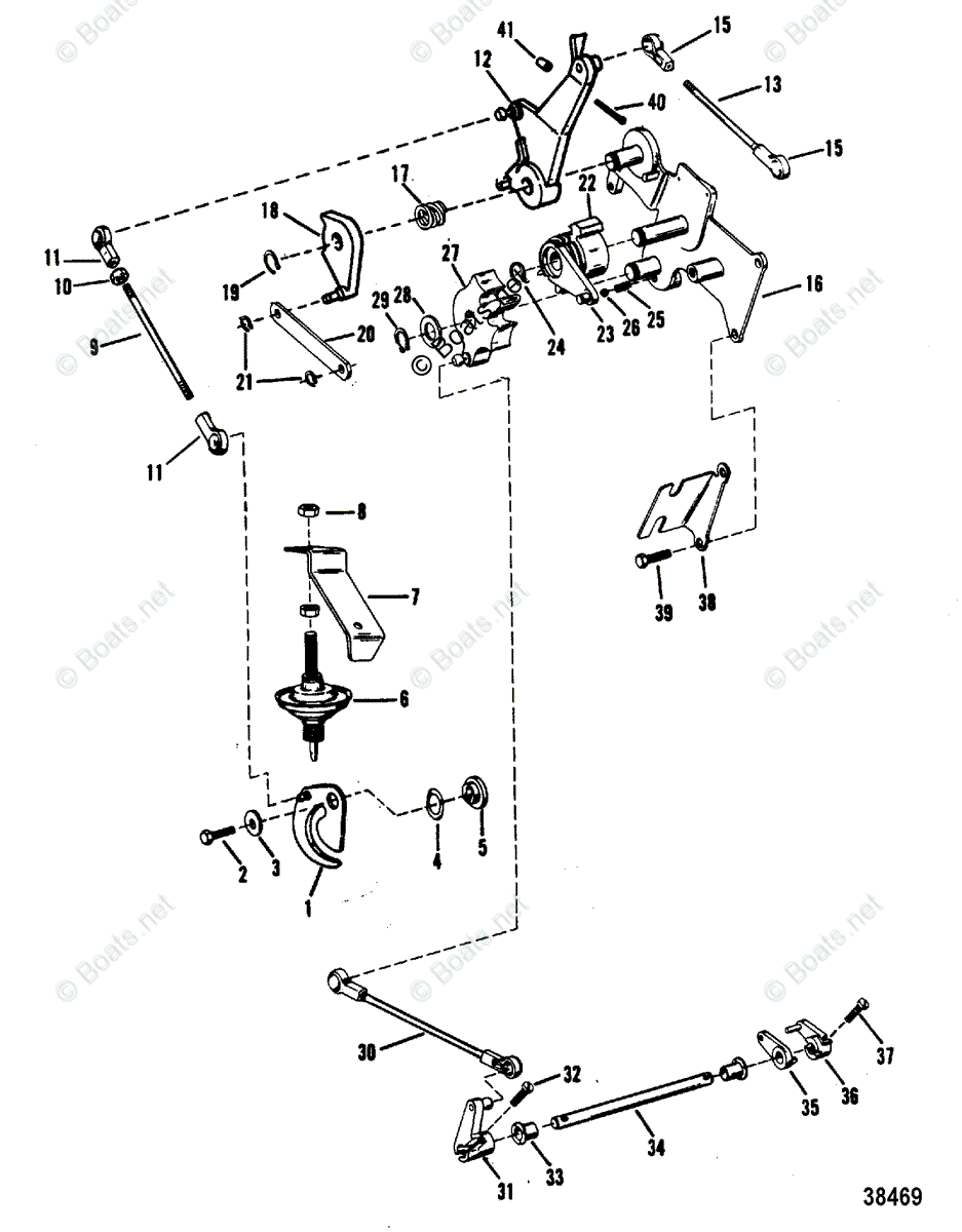 Mariner Outboard 1985 OEM Parts Diagram for Throttle and Shift Linkage ...