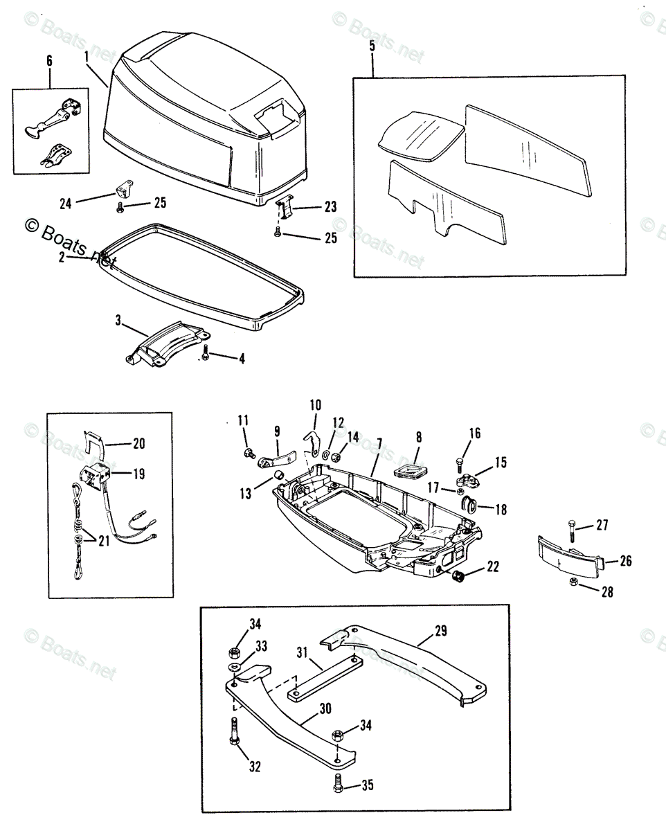 Mercury Outboard 25HP OEM Parts Diagram for Cowls | Boats.net