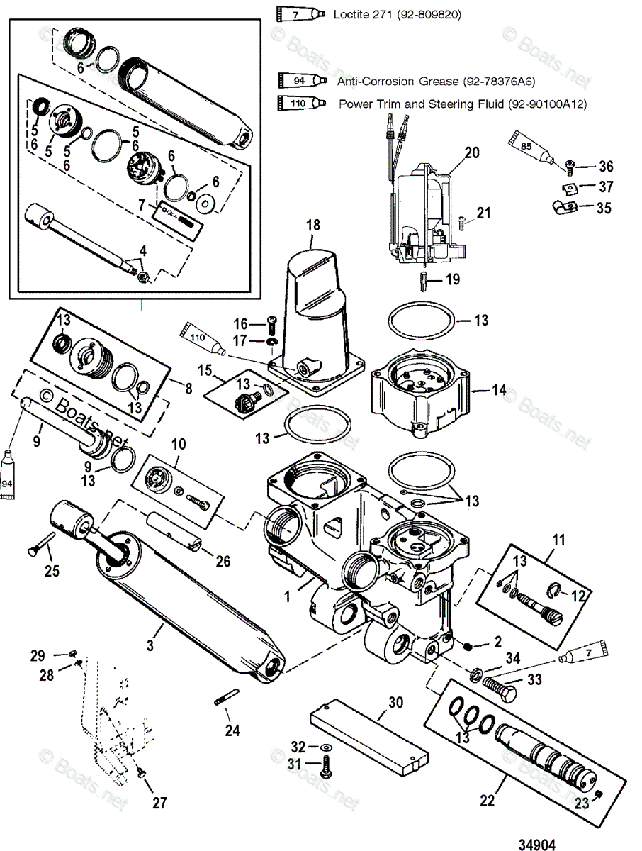 Mercury Outboard 150HP OEM Parts Diagram For Power Trim Components ...