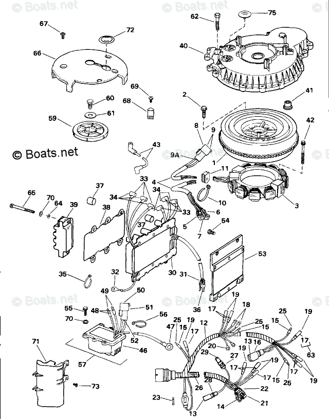 OMC Quiet Rider 150HP OEM Parts Diagram for Ignition System - Quiet ...