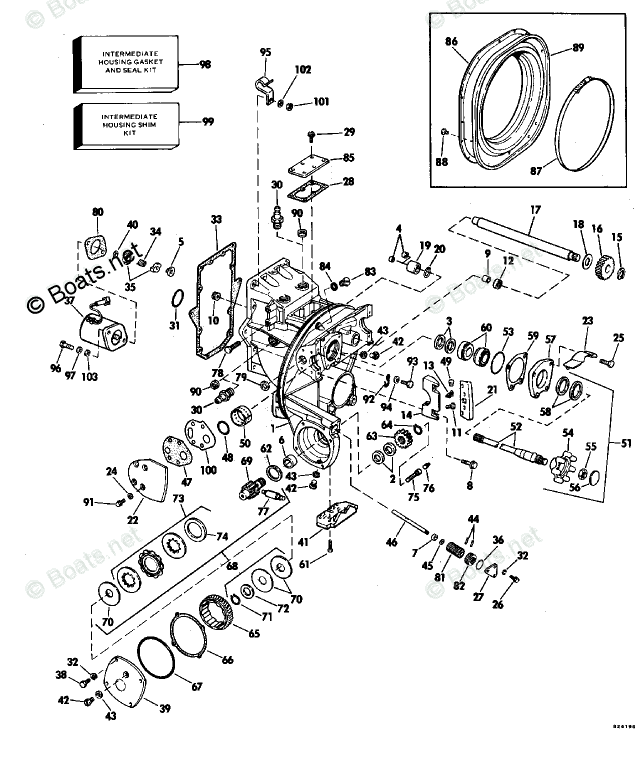 OMC Sterndrive 3.0L 181 CID Inline 4 OEM Parts Diagram for Intermediate ...