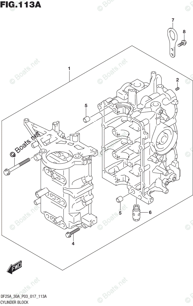 Suzuki Outboard Parts by Year 2017 OEM Parts Diagram for CYLINDER BLOCK