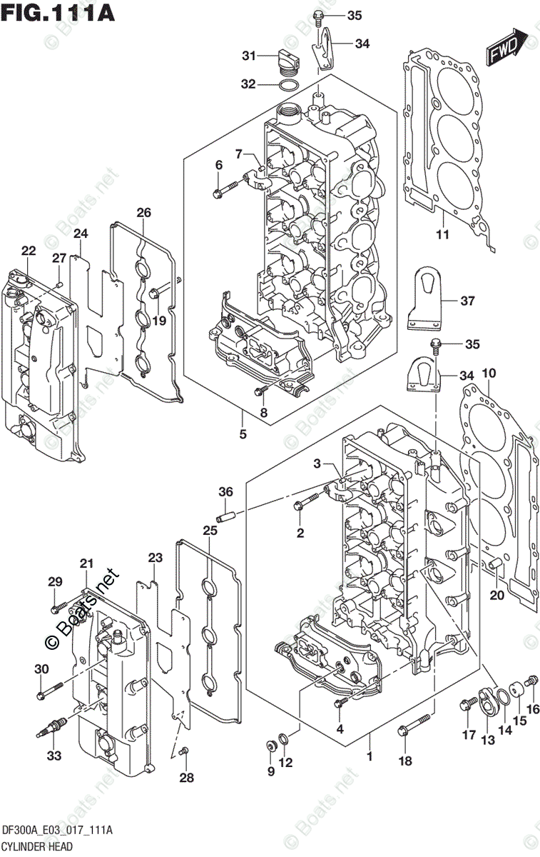 Suzuki Outboard Parts by Year 2017 OEM Parts Diagram for CYLINDER HEAD