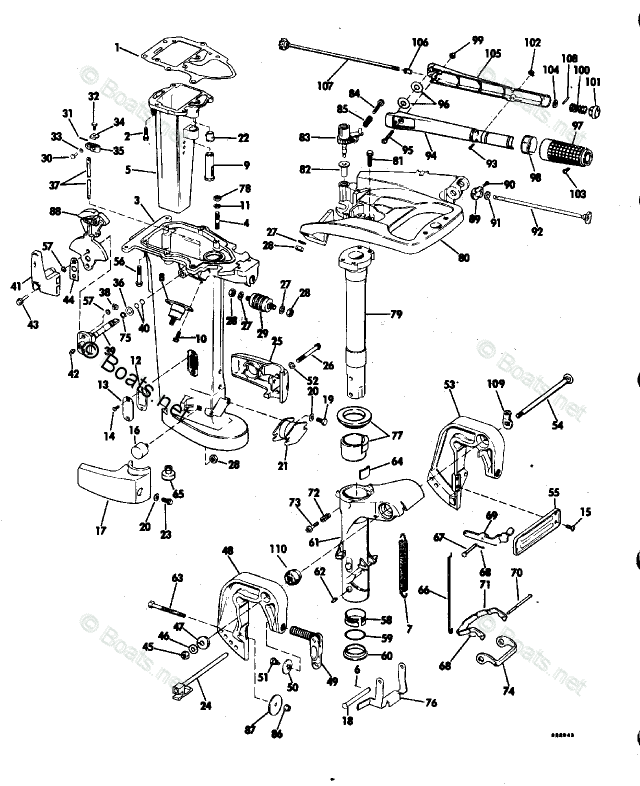 Johnson Outboard Parts by HP 25HP OEM Parts Diagram for EXHAUST HOUSING