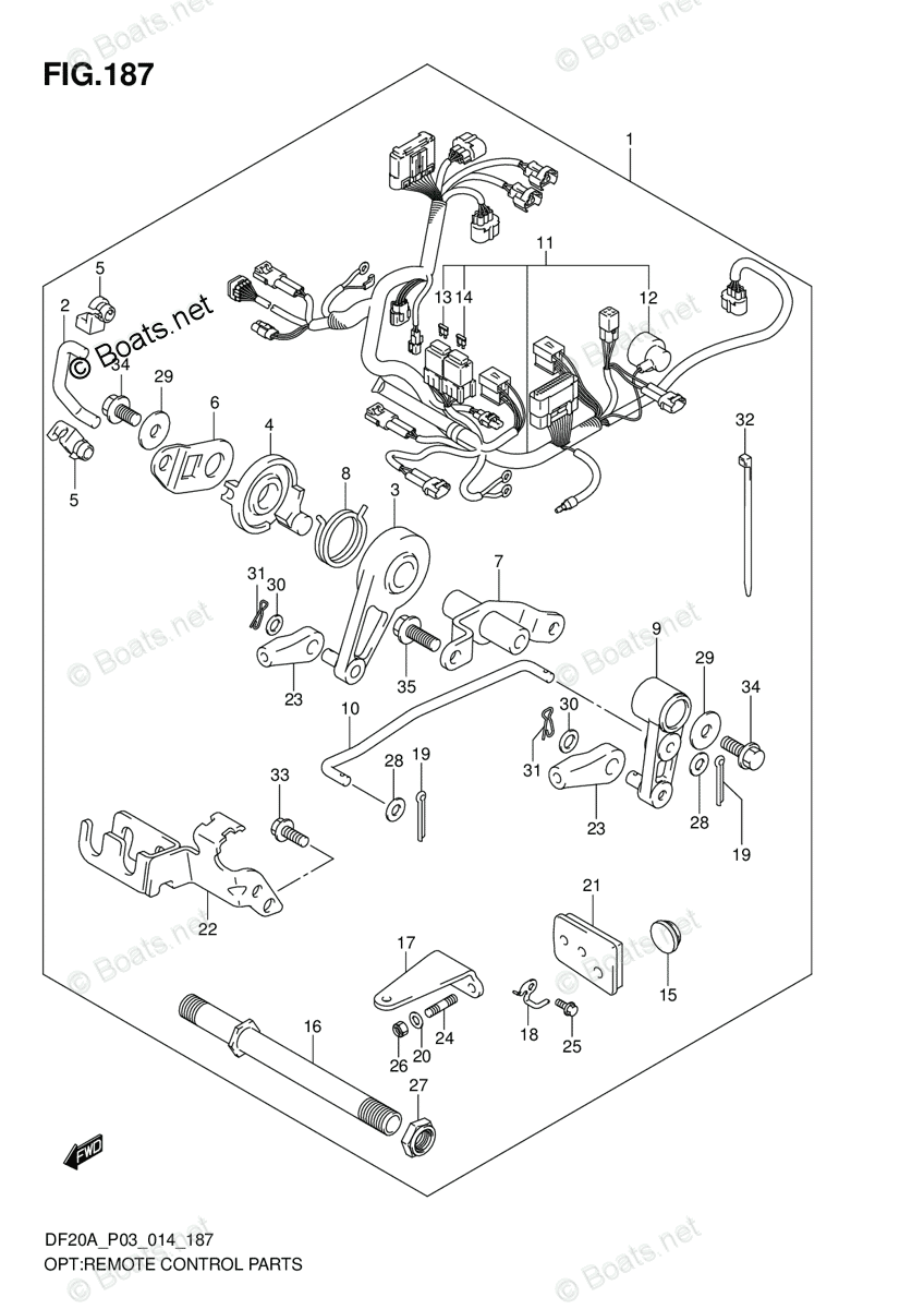 Suzuki Outboard Parts by Model DF 20A OEM Parts Diagram for Opt:Remote
