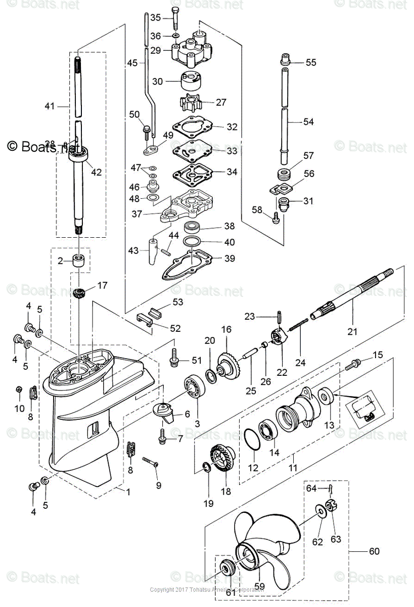 Tohatsu Outboard 2017 OEM Parts Diagram for GEAR CASE | Boats.net