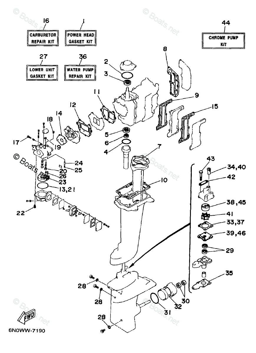 Yamaha Outboard Parts by HP 8HP OEM Parts Diagram for Repair Kit 1