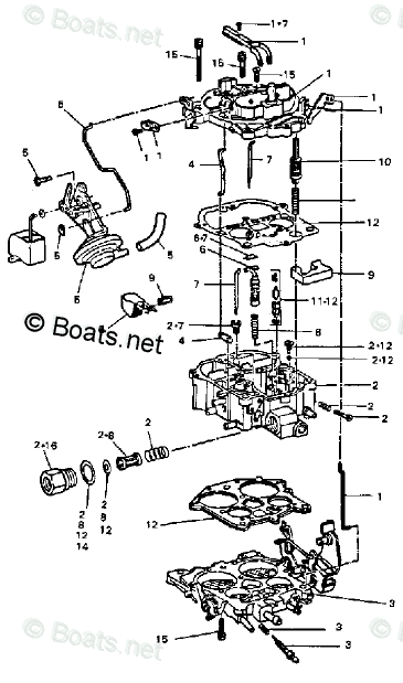 Yamaha Sterndrive 5.0L 305 CID V8 1989 OEM Parts Diagram for Carburetor ...