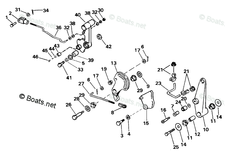 Johnson Outboard 60HP OEM Parts Diagram for Shift & Throttle Linkage