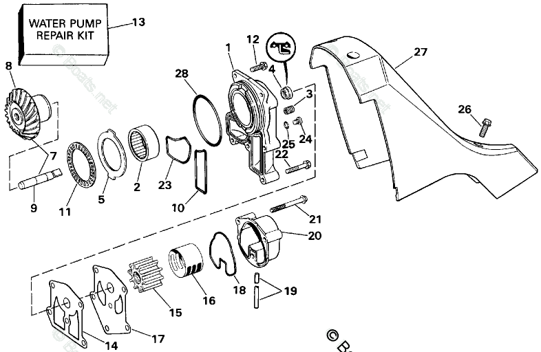 OMC Sterndrive 3.20L 194 CID Inline 6 OEM Parts Diagram for Water