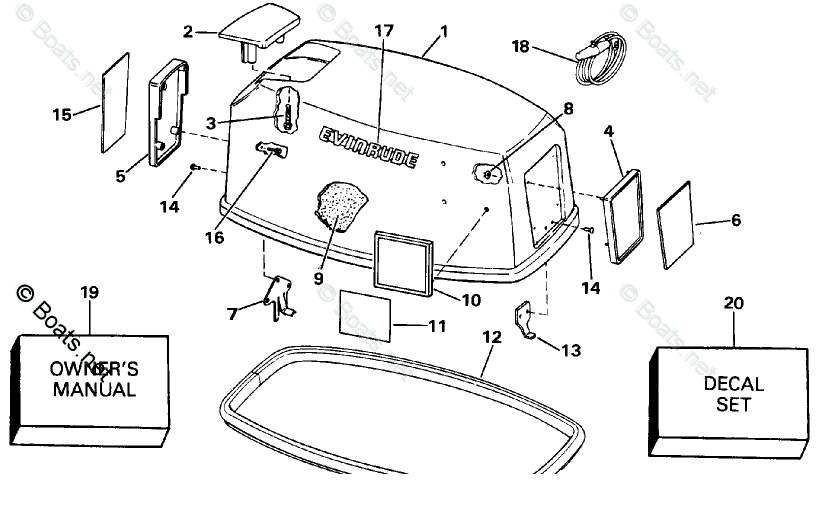 Evinrude Outboard 1991 OEM Parts Diagram For Engine Cover - Evinrude ...