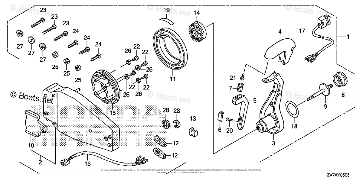 Honda Outboard 2007 And Later OEM Parts Diagram for Remote Control ...