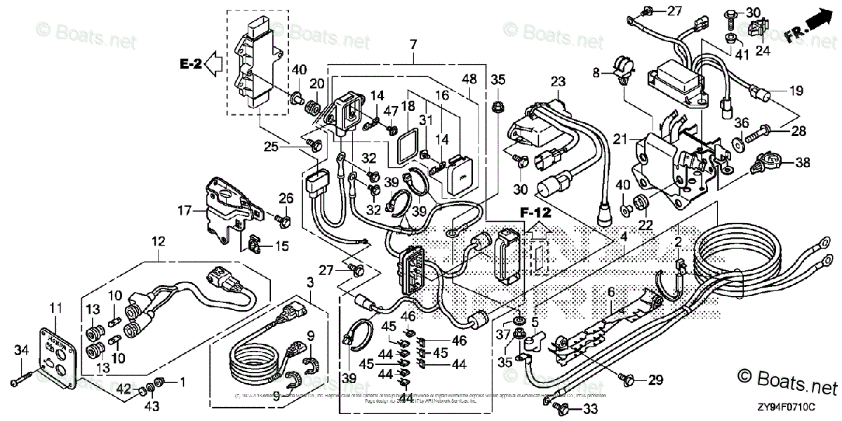 Honda Outboard 2007 And Later OEM Parts Diagram for Starter Cable ...