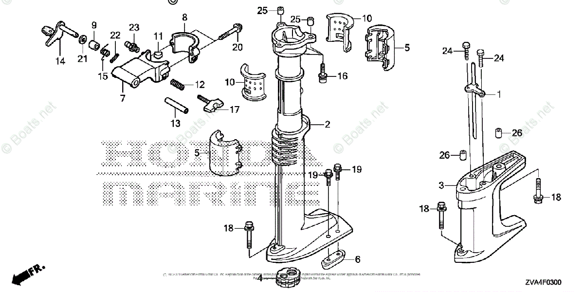 Honda Outboard Parts by HP & Serial Range 2.3HP OEM Parts Diagram for