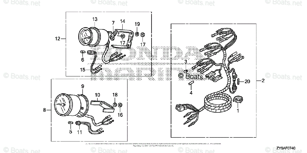 Honda Outboard Parts by Year 2007 And Later OEM Parts Diagram for TRIM