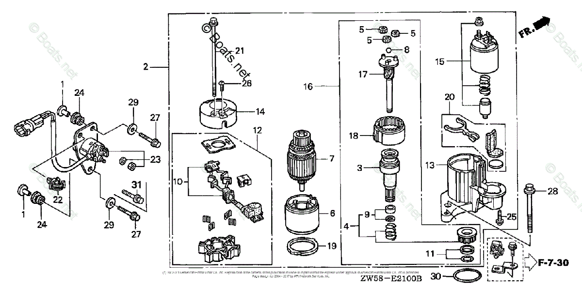 Honda Outboard 2006 OEM Parts Diagram for STARTER MOTOR