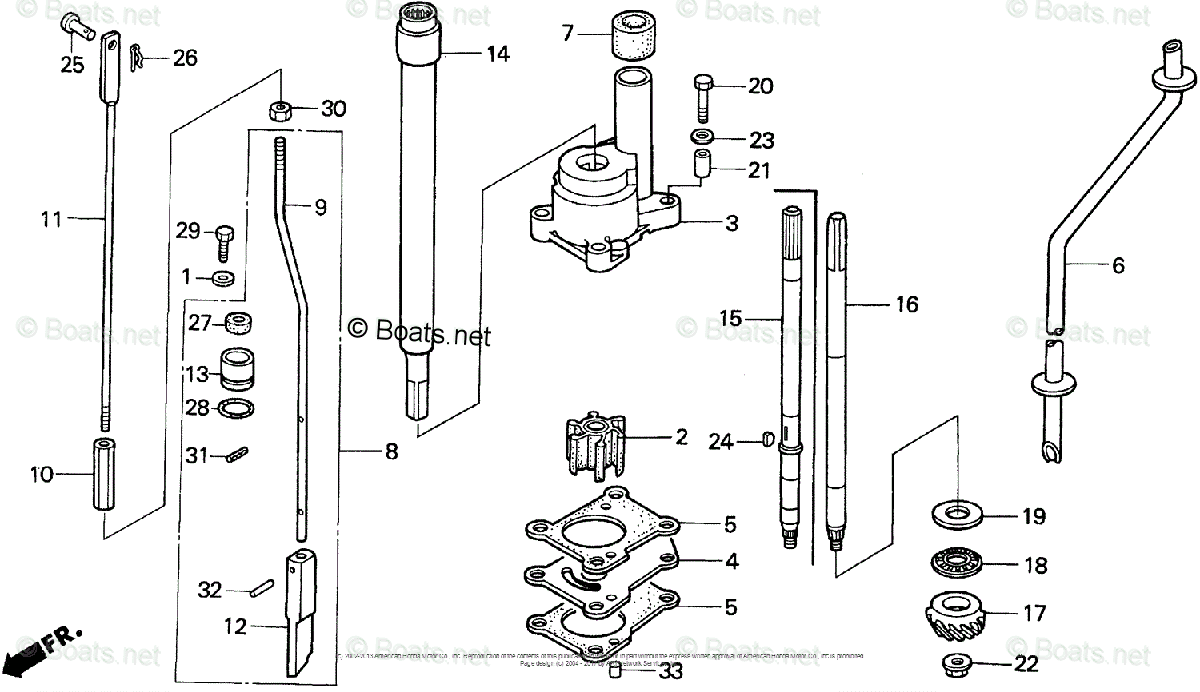 Honda Outboard Pre 1997 OEM Parts Diagram for Vertical Shaft