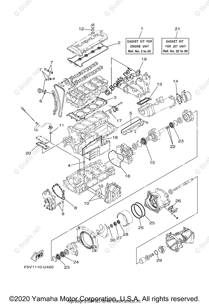 Yamaha Boats 2020 OEM Parts Diagram for Repair Kit 1 | Boats.net