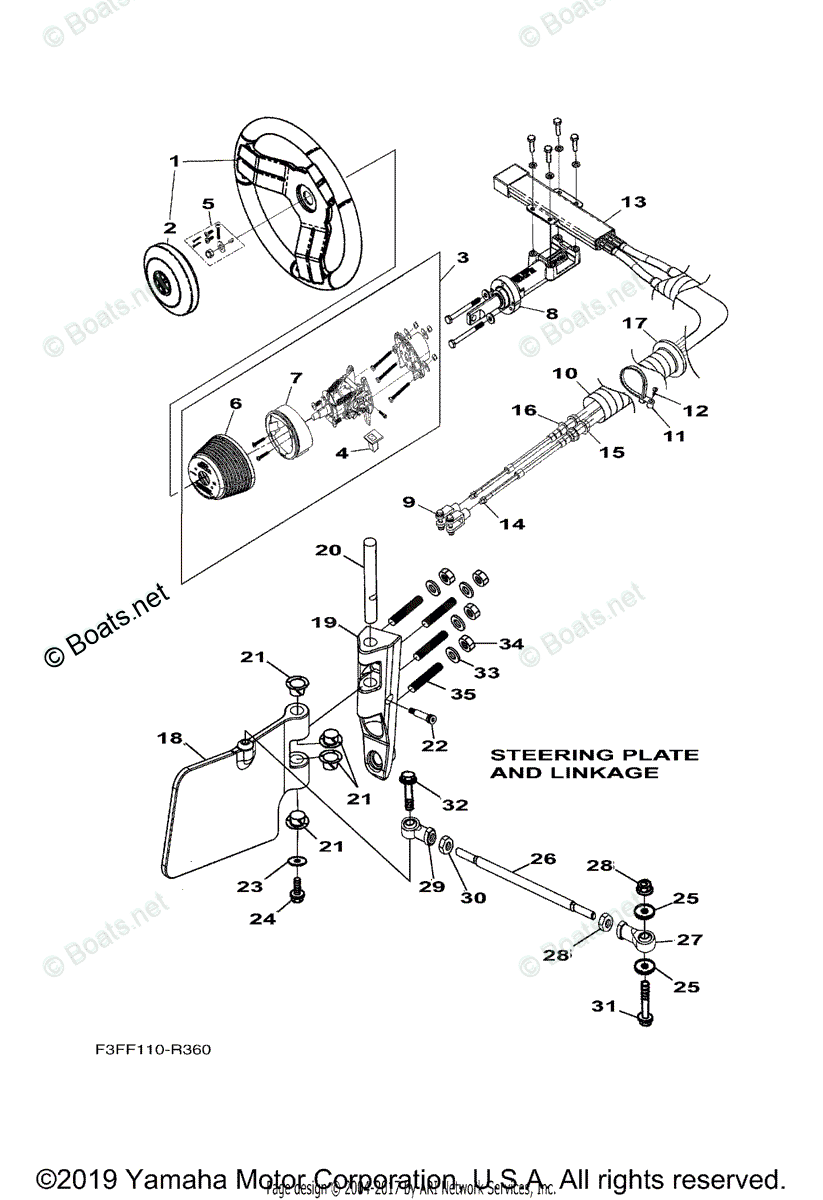 Yamaha Boats 2017 OEM Parts Diagram for Steering | Boats.net