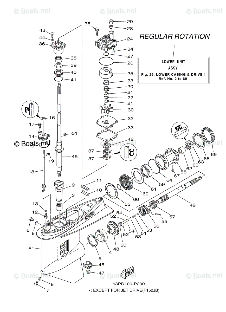 Yamaha Outboard 2015 OEM Parts Diagram for Lower Casing