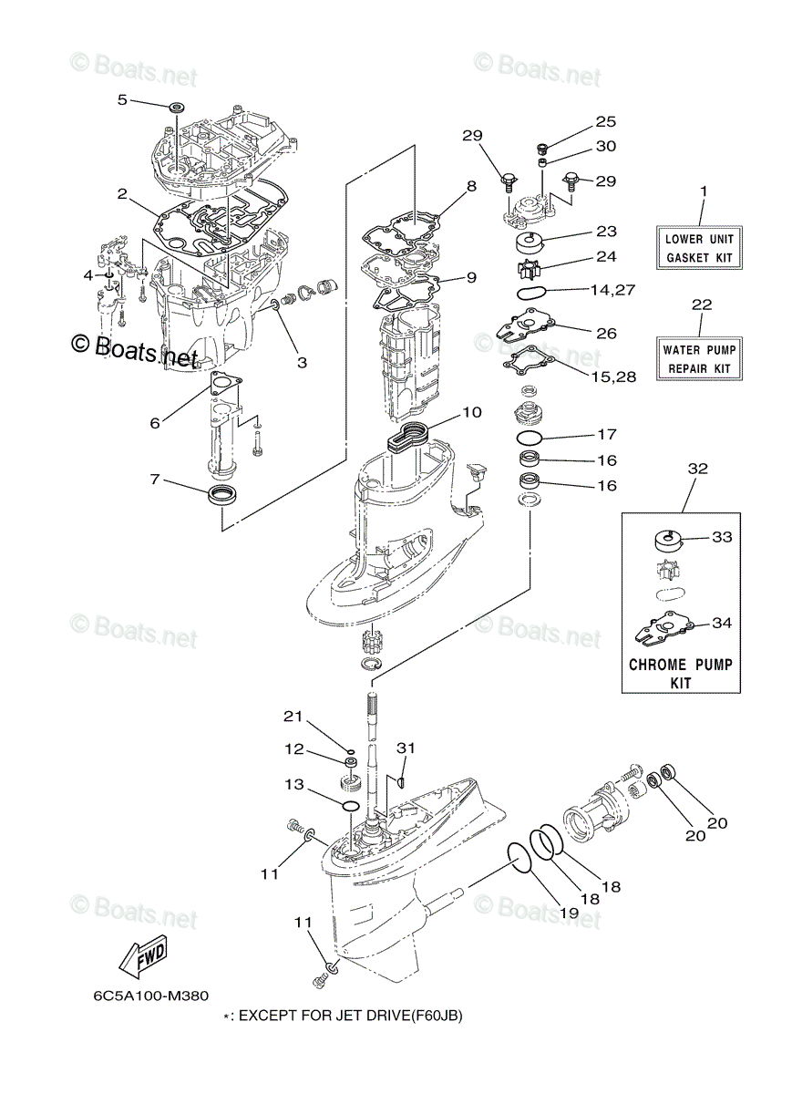 【良品 メンテナンス済】　YAMAHA YYFL Yamaha Outboard 2013 OEM Parts Diagram for Repair Kit 2