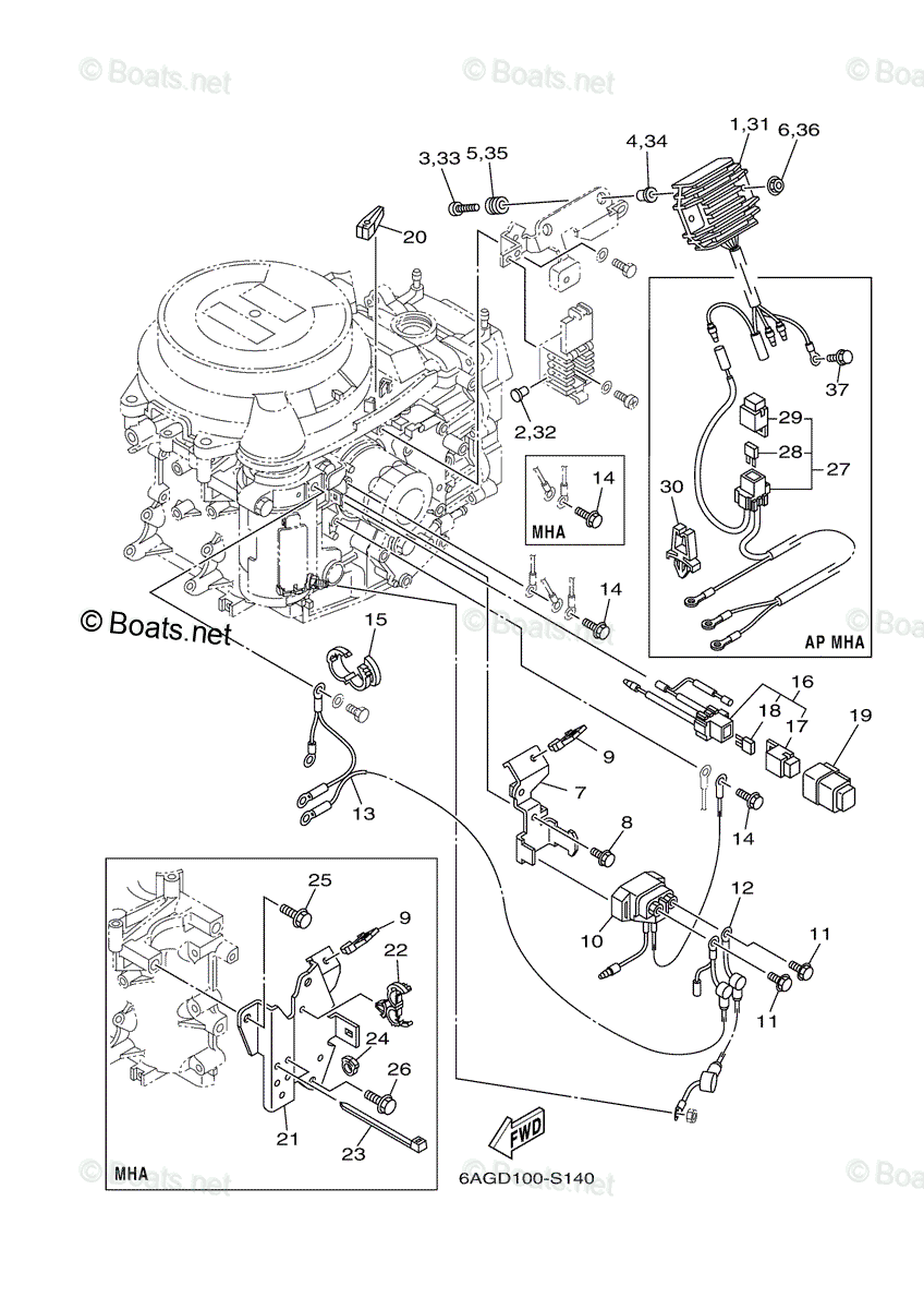 Yamaha Outboard 2018 OEM Parts Diagram for ELECTRICAL (2) | Boats.net