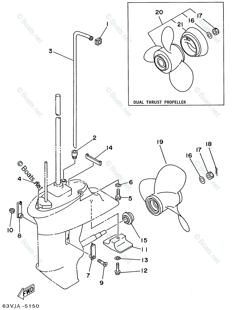 Yamaha Outboard 1995 OEM Parts Diagram for Lower Casing