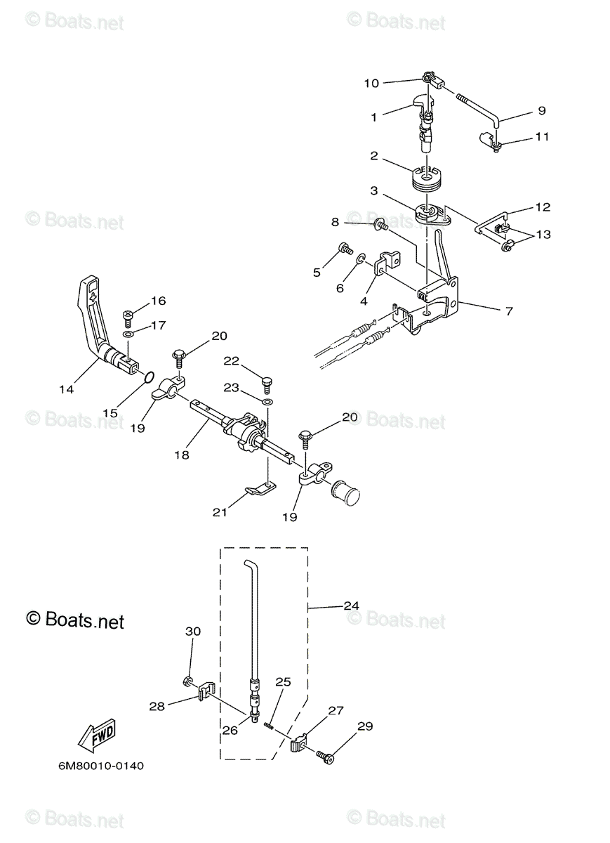 Yamaha Outboard 2005 OEM Parts Diagram for Control | Boats.net