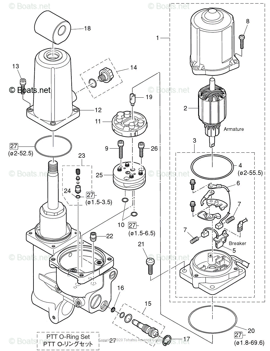 Tohatsu Outboard 2020 OEM Parts Diagram for Power Trim_Tilt | Boats.net