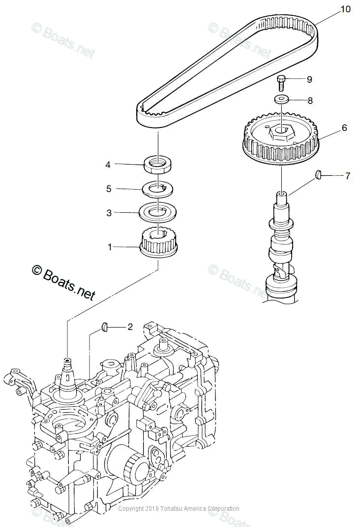 Tohatsu Outboard 2019 OEM Parts Diagram for PULLEY & TIMING BELT