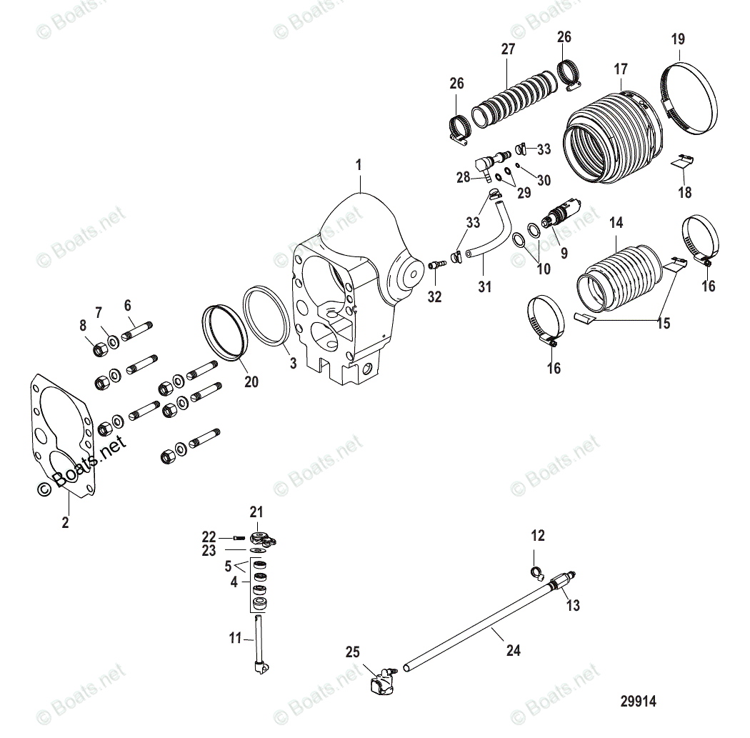 Mercruiser Sterndrive Transoms OEM Parts Diagram for Bell Housing