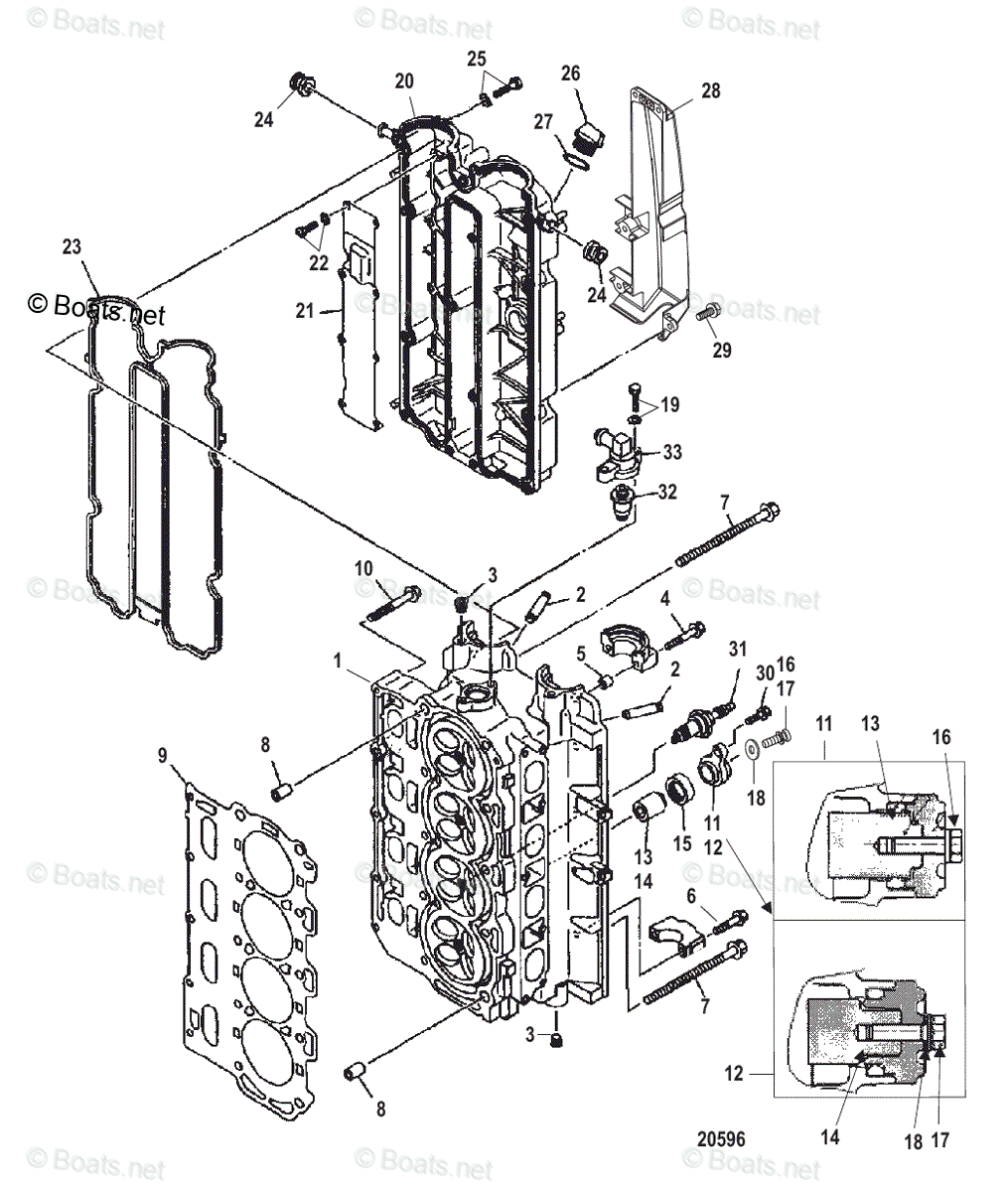 Mercury Outboard 90HP OEM Parts Diagram for CYLINDER HEAD | Boats.net