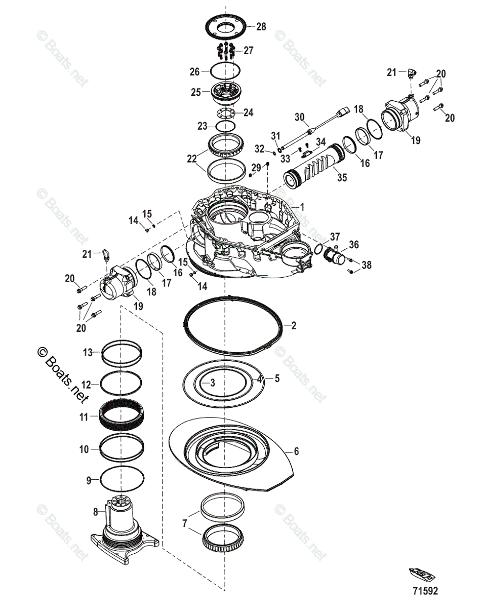 Mercury Outboard 600HP OEM Parts Diagram for Power Steering Actuator