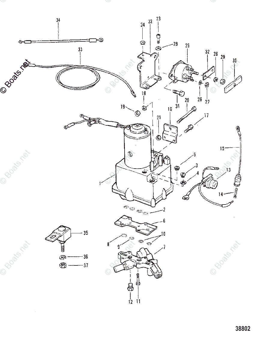 Mercury Outboard 35HP OEM Parts Diagram for Power Trim Components ...