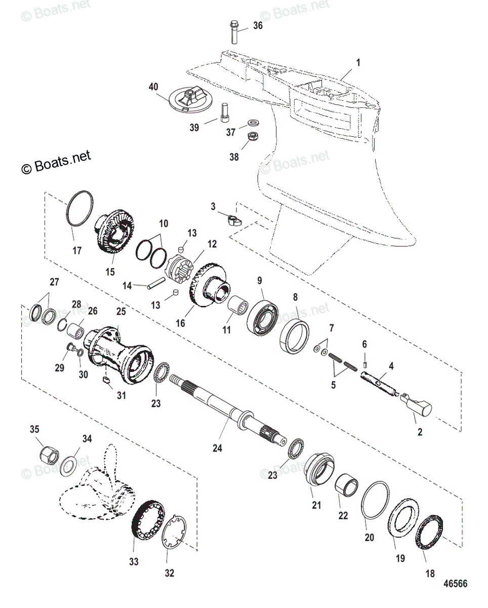 Mercury Outboard 200HP OEM Parts Diagram for Gear Housing, Propeller ...