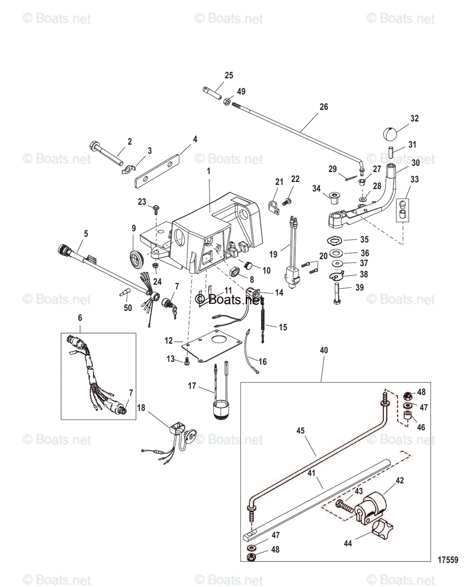 Mercury Outboard 75HP OEM Parts Diagram for Steering Handle Kit